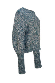 Veronica Beard - Green &amp; White Chunky Knit "Roopa" Sweater Sz XL - Current Boutique