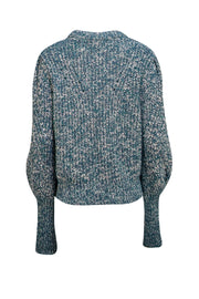 Veronica Beard - Green &amp; White Chunky Knit "Roopa" Sweater Sz XL - Current Boutique