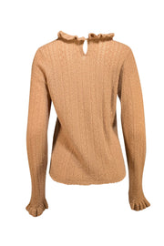 Doen - Tan Pointelle Knit Sweater Sz XL - Current Boutique
