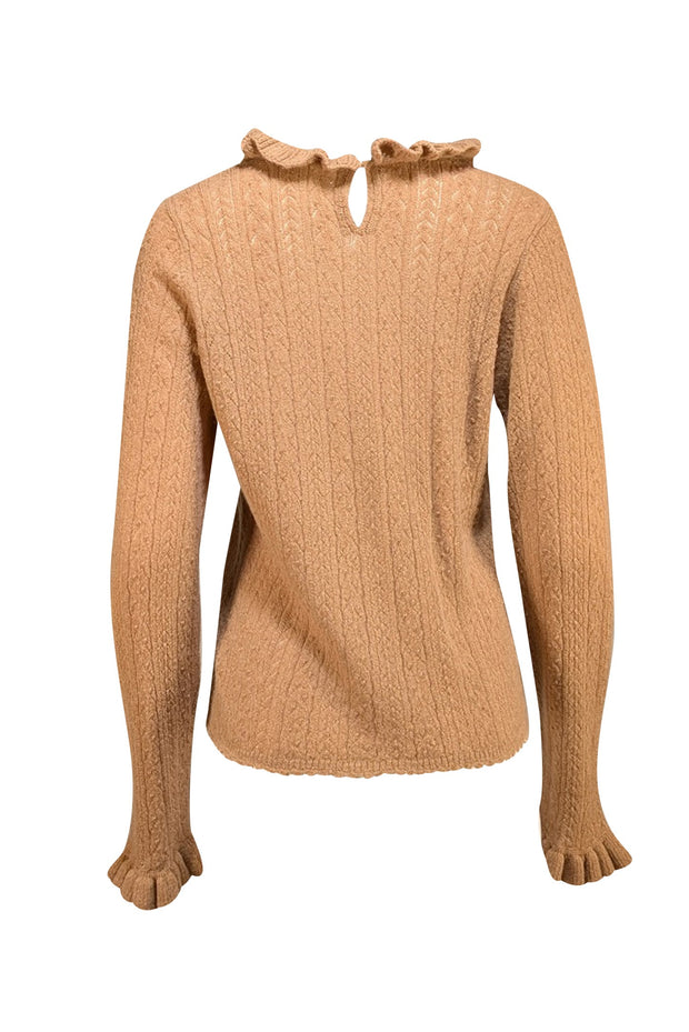 Doen - Tan Pointelle Knit Sweater Sz XL - Current Boutique