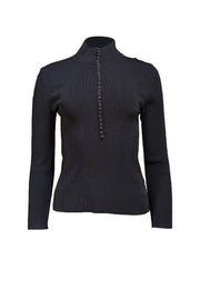Scanlan Theodore - Black Multi Button Knit Top Sz S - Current Boutique