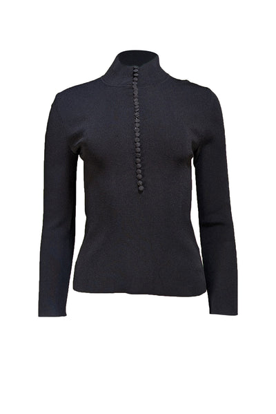 Scanlan Theodore - Black Multi Button Knit Top Sz S - Current Boutique