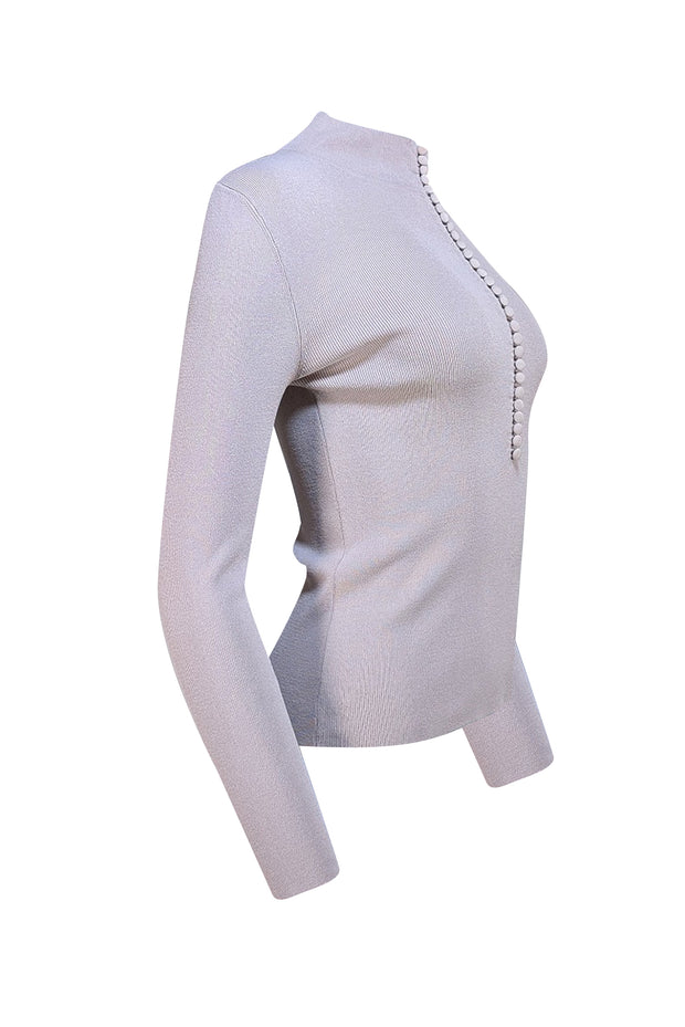Scanlan Theodore - Beige Multi Button Knit Top Sz S - Current Boutique