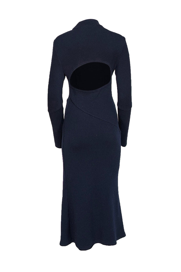 Johnathon Simkhai - Dark Navy Knit Mock Neck Dress w/ Back Cutout Sz M - Current Boutique