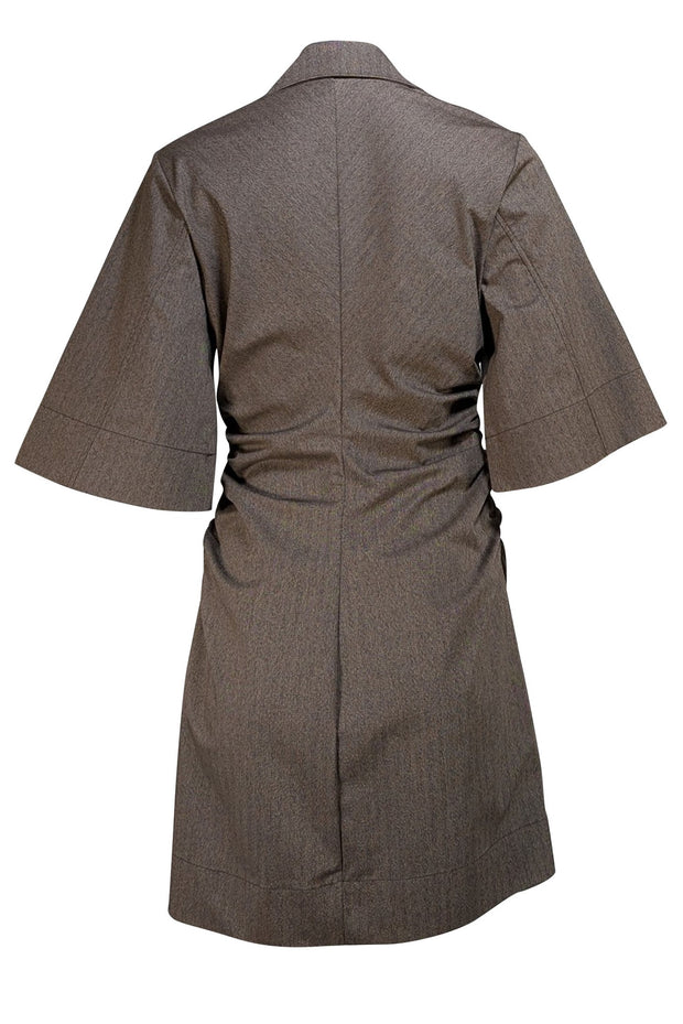 Ganni - Brown Herringbone Button Down Mini Dress Sz 6 - Current Boutique