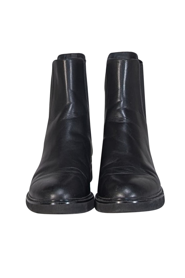 Stuart Weitzman - Black Leather Short Boots Sz 11 - Current Boutique