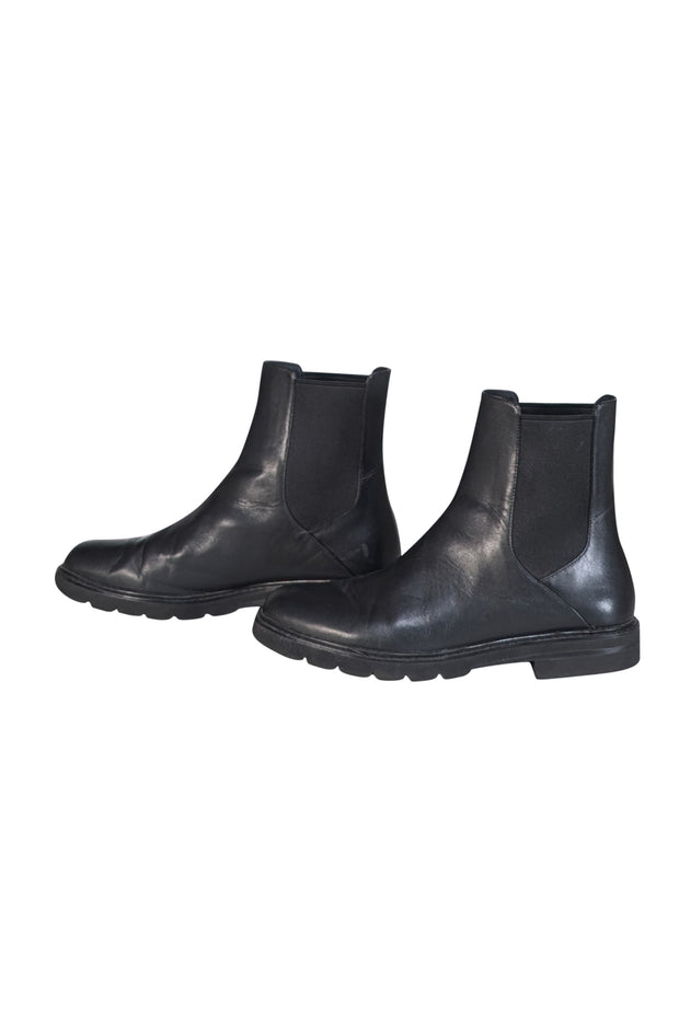 Stuart Weitzman - Black Leather Short Boots Sz 11 - Current Boutique
