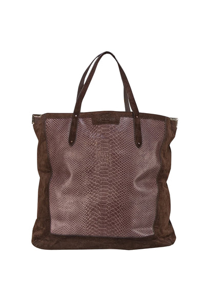 Coach - Brown Embossed & Suede Tote Bag - Current Boutique