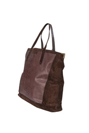 Coach - Brown Embossed & Suede Tote Bag - Current Boutique