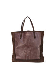 Coach - Brown Embossed & Suede Tote Bag - Current Boutique