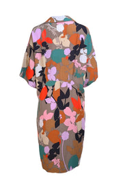 Missoni - Taupe Floral Multi Mini Shirt Dress Sz M - Current Boutique