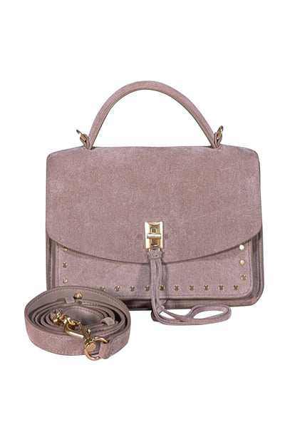Rebecca Minkoff - Taupe Suede Gold Studded "Darren" Crossbody Bag