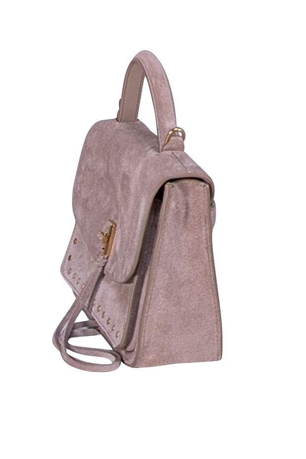 Rebecca Minkoff - Taupe Suede Gold Studded "Darren" Crossbody Bag