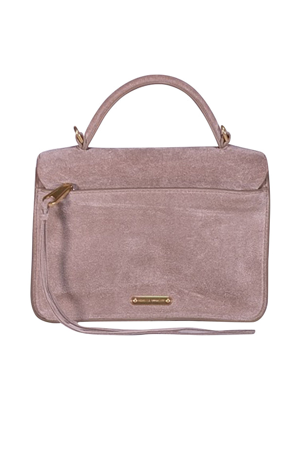 Rebecca Minkoff - Taupe Suede Gold Studded "Darren" Crossbody Bag