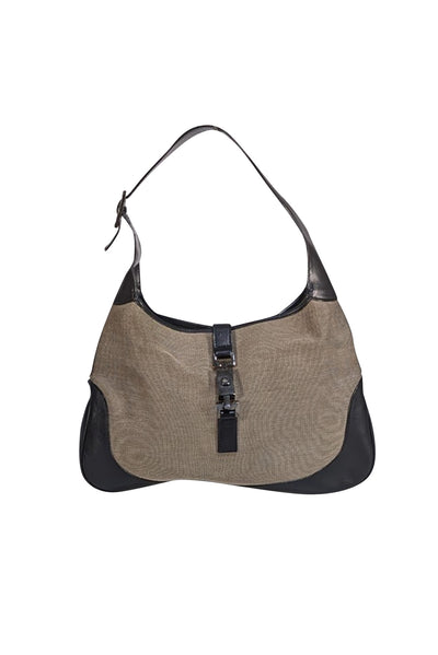 Gucci - Beige Canvas w/ Black Leather Trim "Jackie" Handbag - Current Boutique
