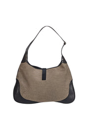 Gucci - Beige Canvas w/ Black Leather Trim "Jackie" Handbag - Current Boutique