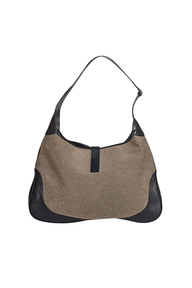 Gucci - Beige Canvas w/ Black Leather Trim "Jackie" Handbag - Current Boutique