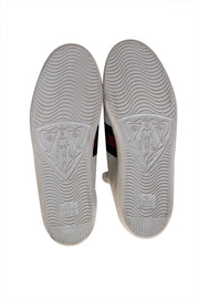 Gucci - White Leather Sneakers w/ Signature Bee and Stripe Detail Sz 9 - Current Boutique
