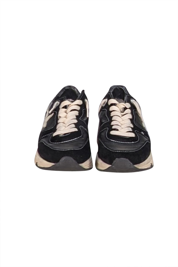 Golden Goose - Black & Cream Leather & Suede "Running" Sneakers Sz 7 - Current Boutique
