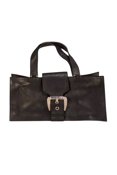 Celine - Black Coated Suede East West Handbag - Current Boutique