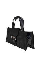 Celine - Black Coated Suede East West Handbag - Current Boutique
