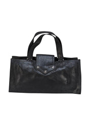Celine - Black Coated Suede East West Handbag - Current Boutique