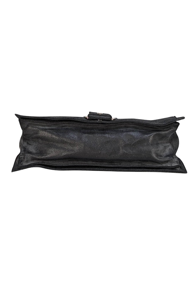 Celine - Black Coated Suede East West Handbag - Current Boutique