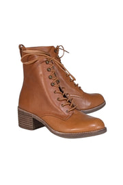 Madewell - Tan Leather Lace-Up Boot Sz 9.5 - Current Boutique