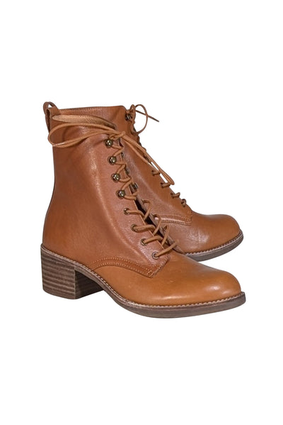 Madewell - Tan Leather Lace-Up Boot Sz 9.5 - Current Boutique
