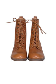 Madewell - Tan Leather Lace-Up Boot Sz 9.5 - Current Boutique