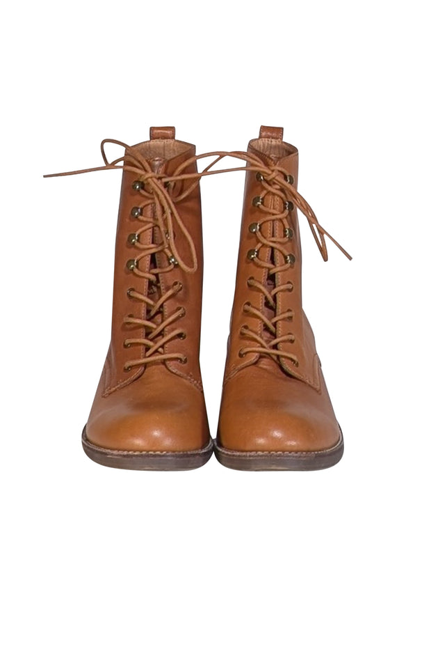 Madewell - Tan Leather Lace-Up Boot Sz 9.5 - Current Boutique
