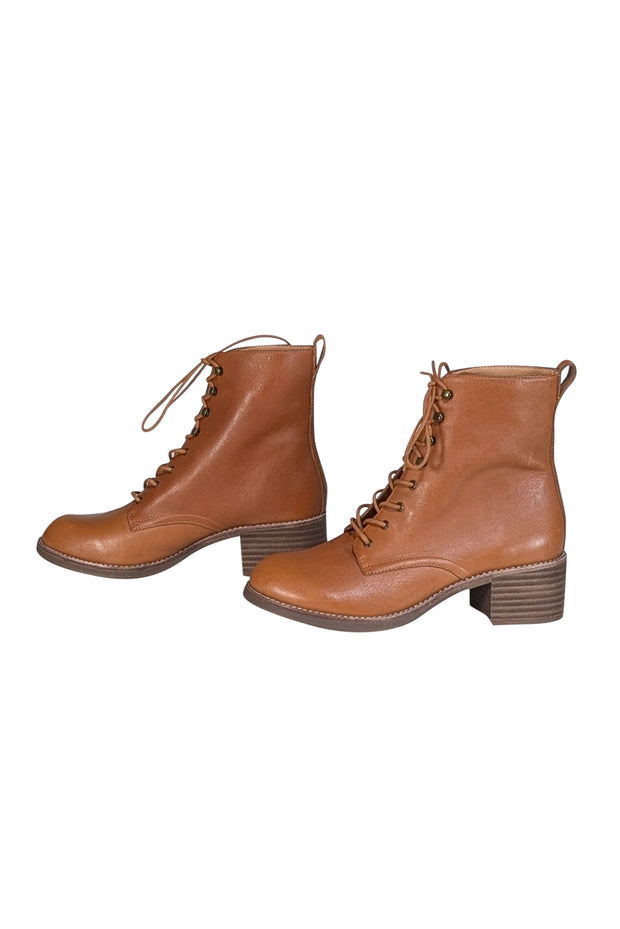 Madewell - Tan Leather Lace-Up Boot Sz 9.5 - Current Boutique