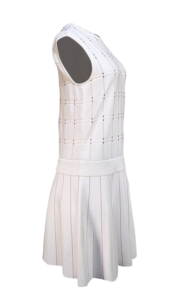 Ted Baker - White w/Red & Navy Detail Knit Dress Sz 8 - Current Boutique