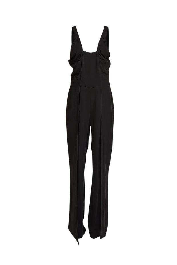 Etcetera - Black Cross Front Halter Neckline Jumosuit Sz 10 - Current Boutique