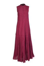 Joie - Beet Red Pintuck Cotton Maxi Dress Sz S - Current Boutique