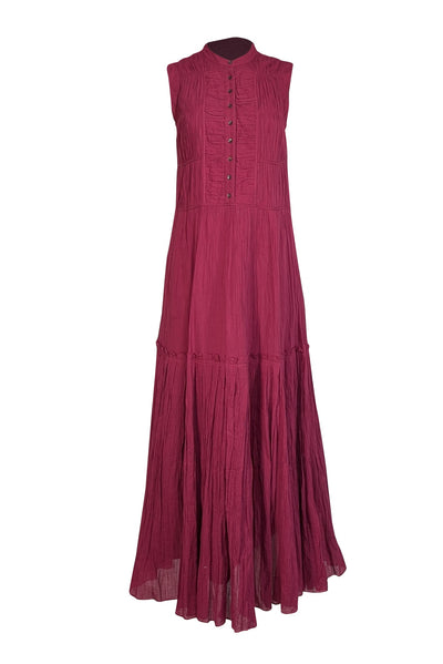 Joie - Beet Red Pintuck Cotton Maxi Dress Sz S - Current Boutique
