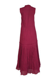 Joie - Beet Red Pintuck Cotton Maxi Dress Sz S - Current Boutique