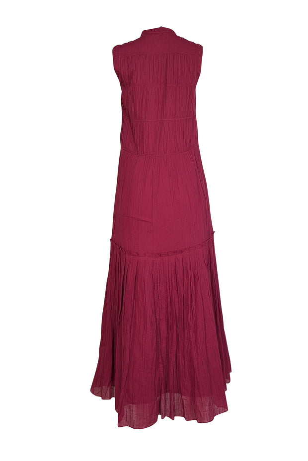 Joie - Beet Red Pintuck Cotton Maxi Dress Sz S - Current Boutique