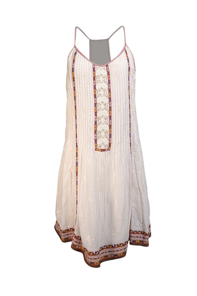 Joie - Off-White Embroidered Cotton Mini Dress Sz M - Current Boutique