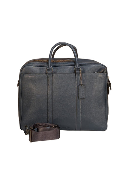 Coach - Blue Saffiano Leather Briefcase w/ Detachable Long Strap - Current Boutique