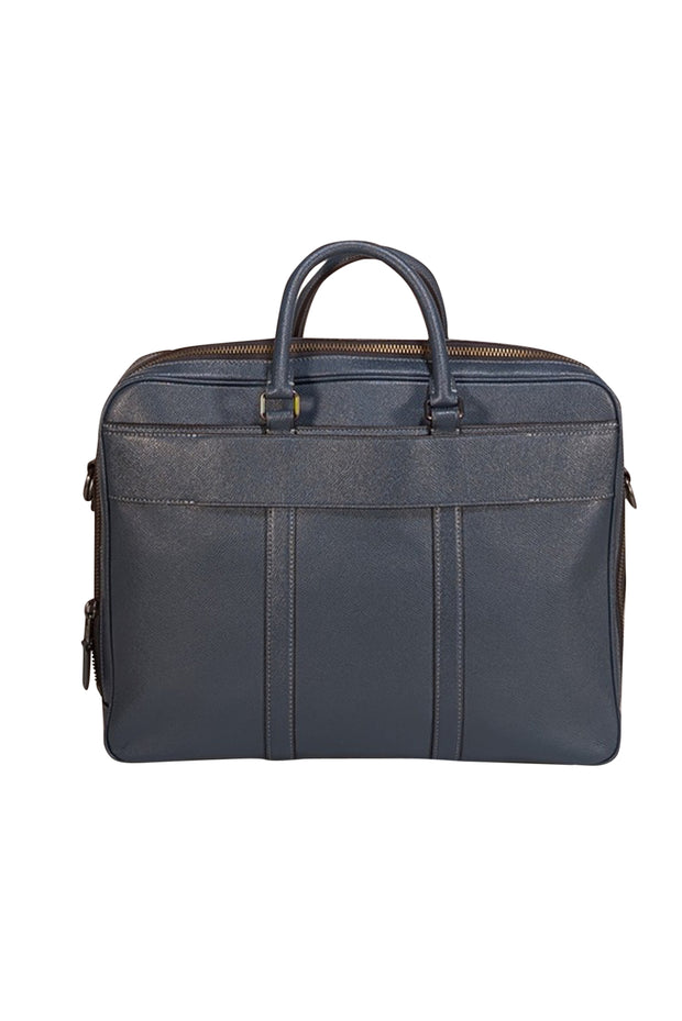 Coach - Blue Saffiano Leather Briefcase w/ Detachable Long Strap - Current Boutique