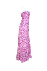 Aje - Ivory & Pink Print "Clarice" Draped Maxi Dress Sz 0