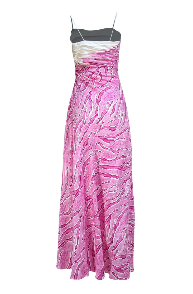 Aje - Ivory & Pink Print "Clarice" Draped Maxi Dress Sz 0