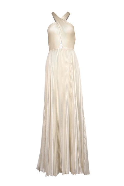 A.L.C. - Ivory Pleated Sleeveless Cross Strap Dress Sz 8 - Current Boutique