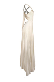 A.L.C. - Ivory Pleated Sleeveless Cross Strap Dress Sz 8 - Current Boutique