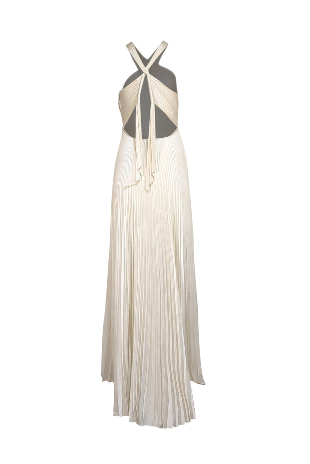 A.L.C. - Ivory Pleated Sleeveless Cross Strap Dress Sz 8 - Current Boutique