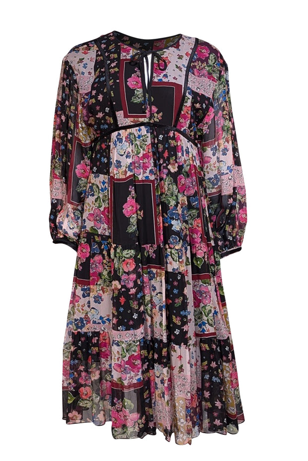 Johnny Was - Black, Beige, & Multi Color Floral Dress Sz XS