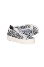 P448 - Silver, Grey, & White Lace Covered Sneakers Sz 10