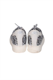 P448 - Silver, Grey, & White Lace Covered Sneakers Sz 10