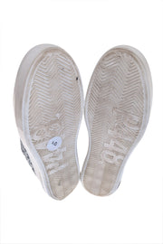 P448 - Silver, Grey, & White Lace Covered Sneakers Sz 10